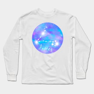 Pisces zodiac sign, stars and galaxy sky Long Sleeve T-Shirt